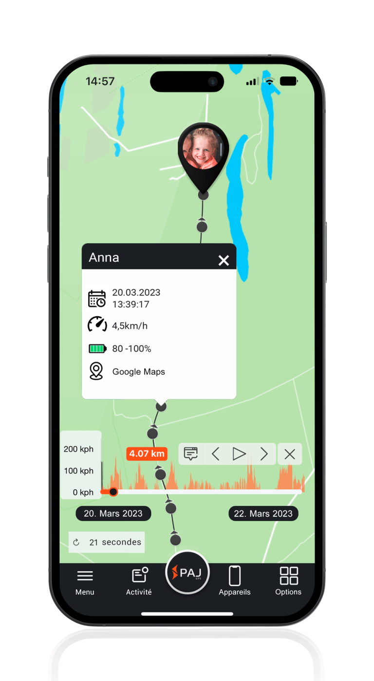 App traceurs gps pour enfants- Mémoire de la trajectoire