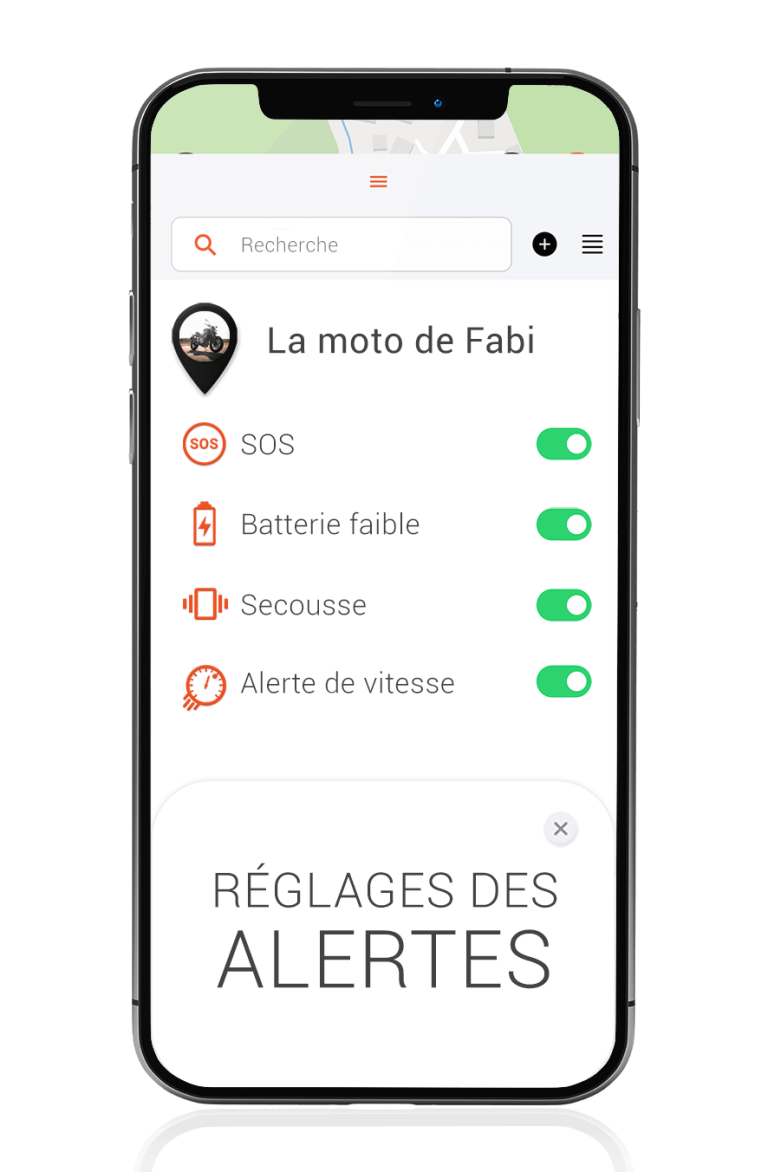 App traceurs gps moto - Réglages des alertes