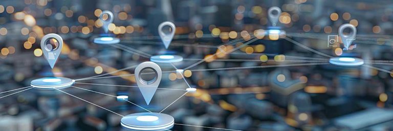 Plusieurs symboles de geolocalisation.