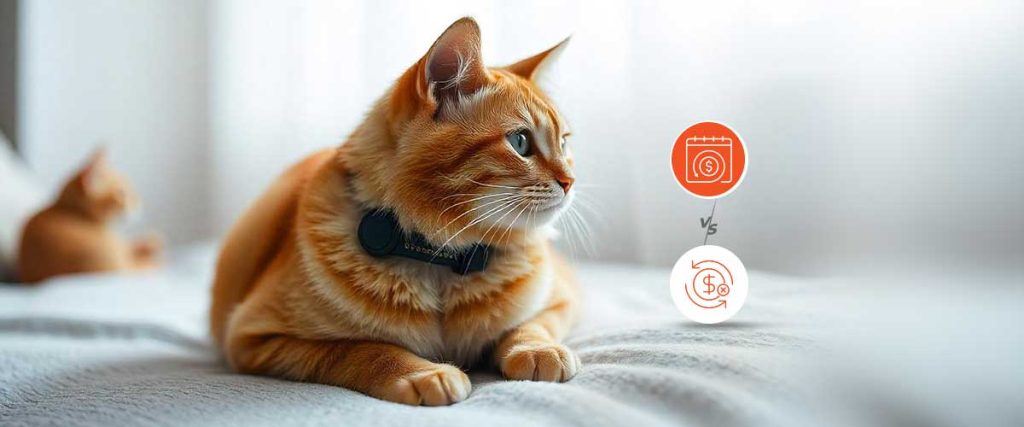 Un chat avec collier chat GPS sans abonnement ou avec abonnement